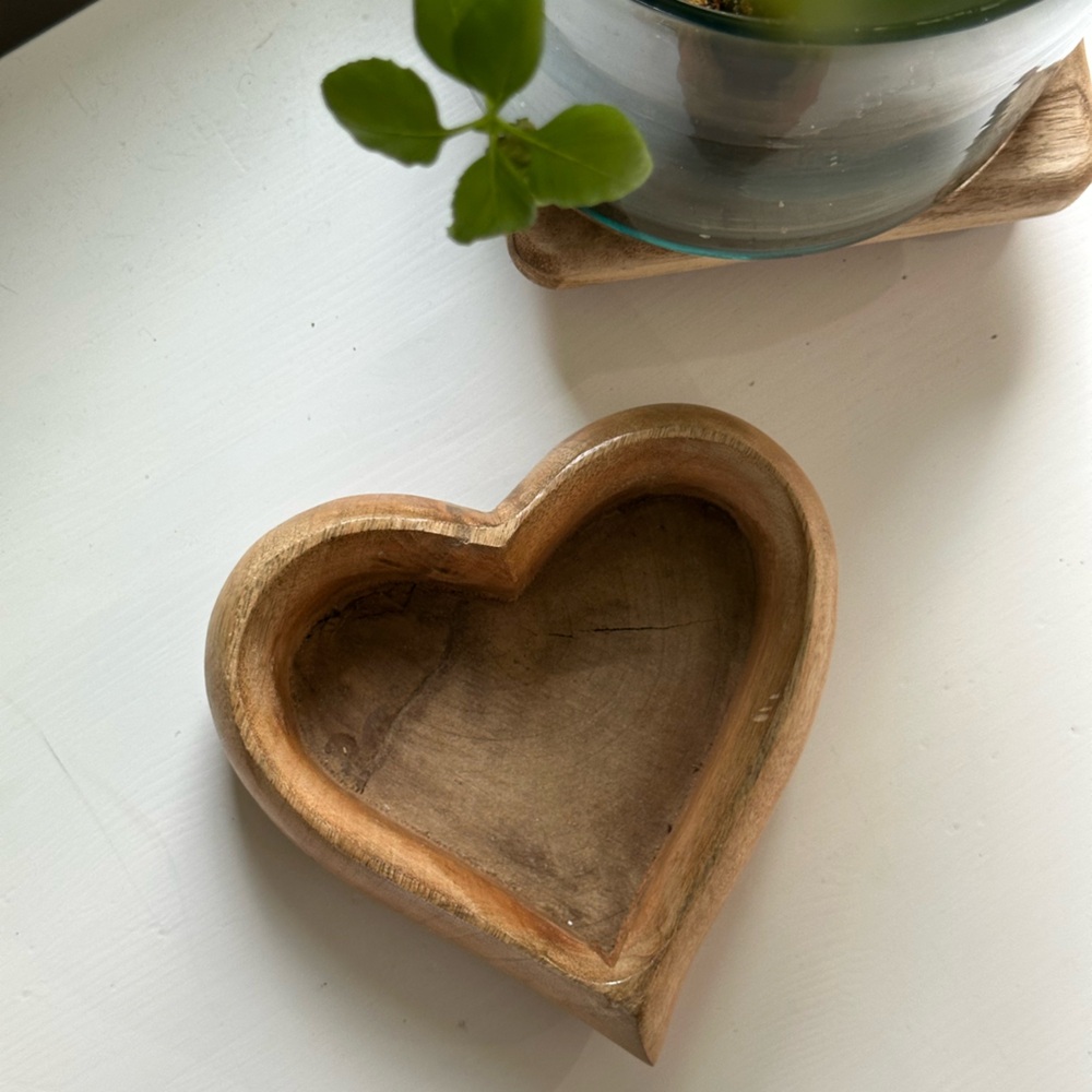 Heart-Shaped Wooden Trinket Dish • Heart Shaped Bowl